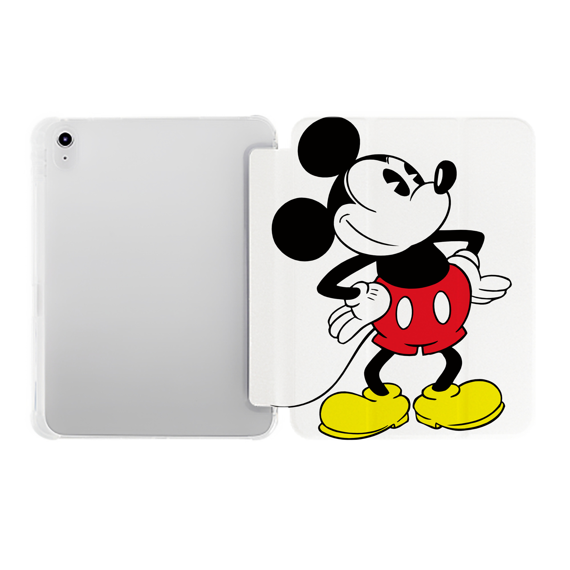 （画像用） ミッキーマウス Mickey Mouse IPad ケース ペン収納付き 三つ折りスタンド PUレザー×シリコン 対応機種9.5/10.5/10.9インチ